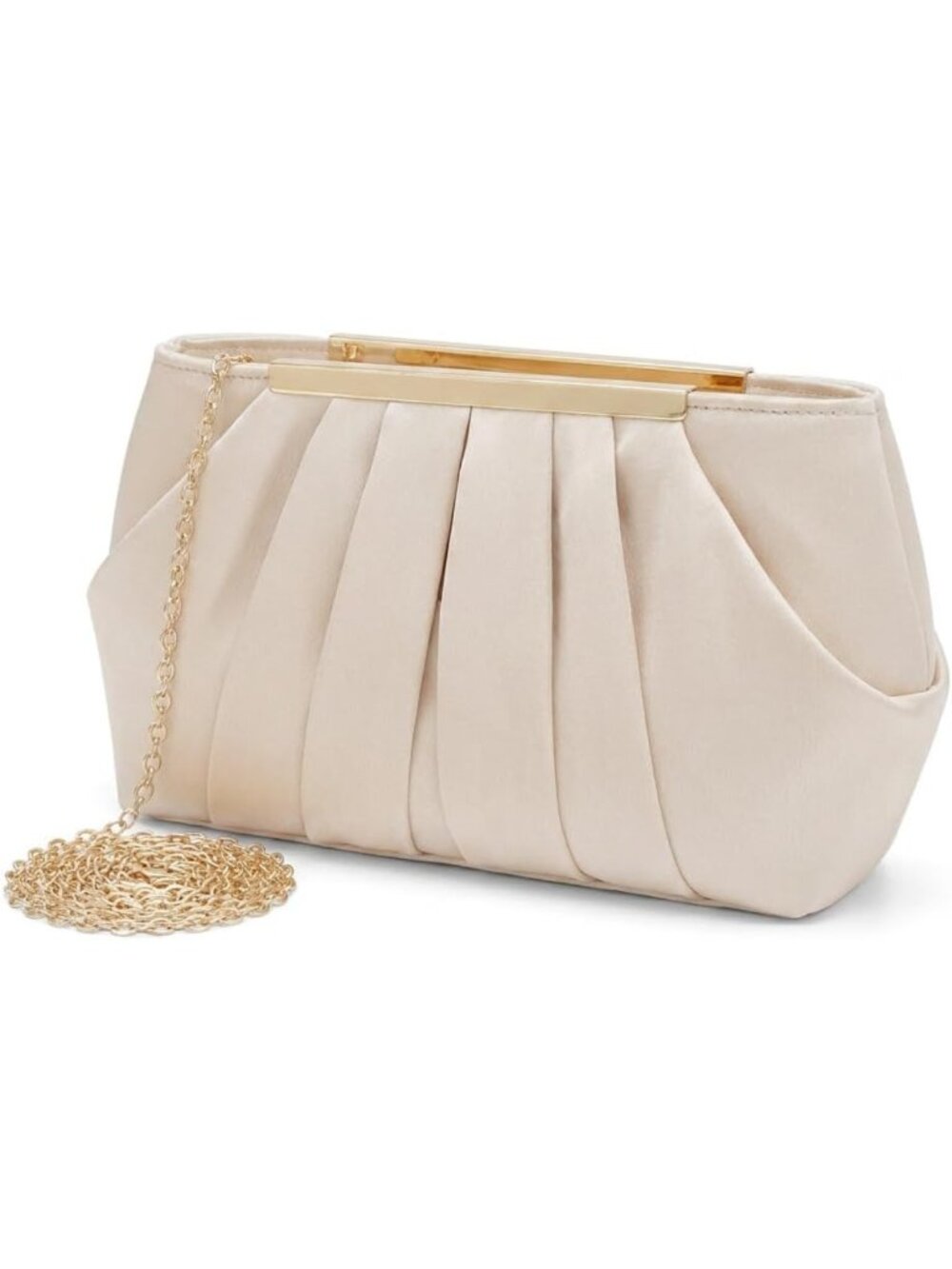 Elegant Evening Clutch Purse for Women, Detachable Chain Strap, Pleated Design